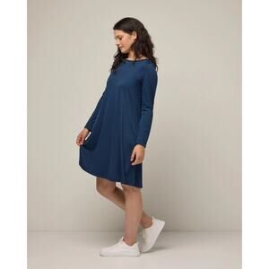 Wool& Long Sleeve Merino Wool Rowena Swing Dress Marine Blue Size Small